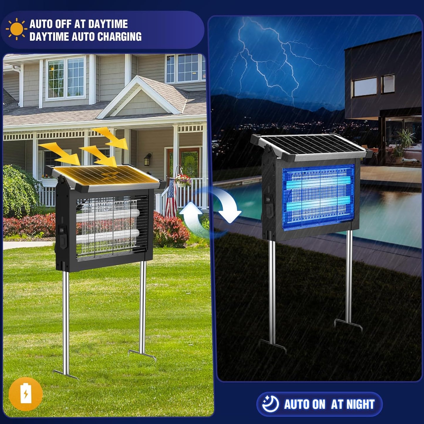 SunZap Pro — Solar-Powered Outdoor Mosquito & Bug Zapper