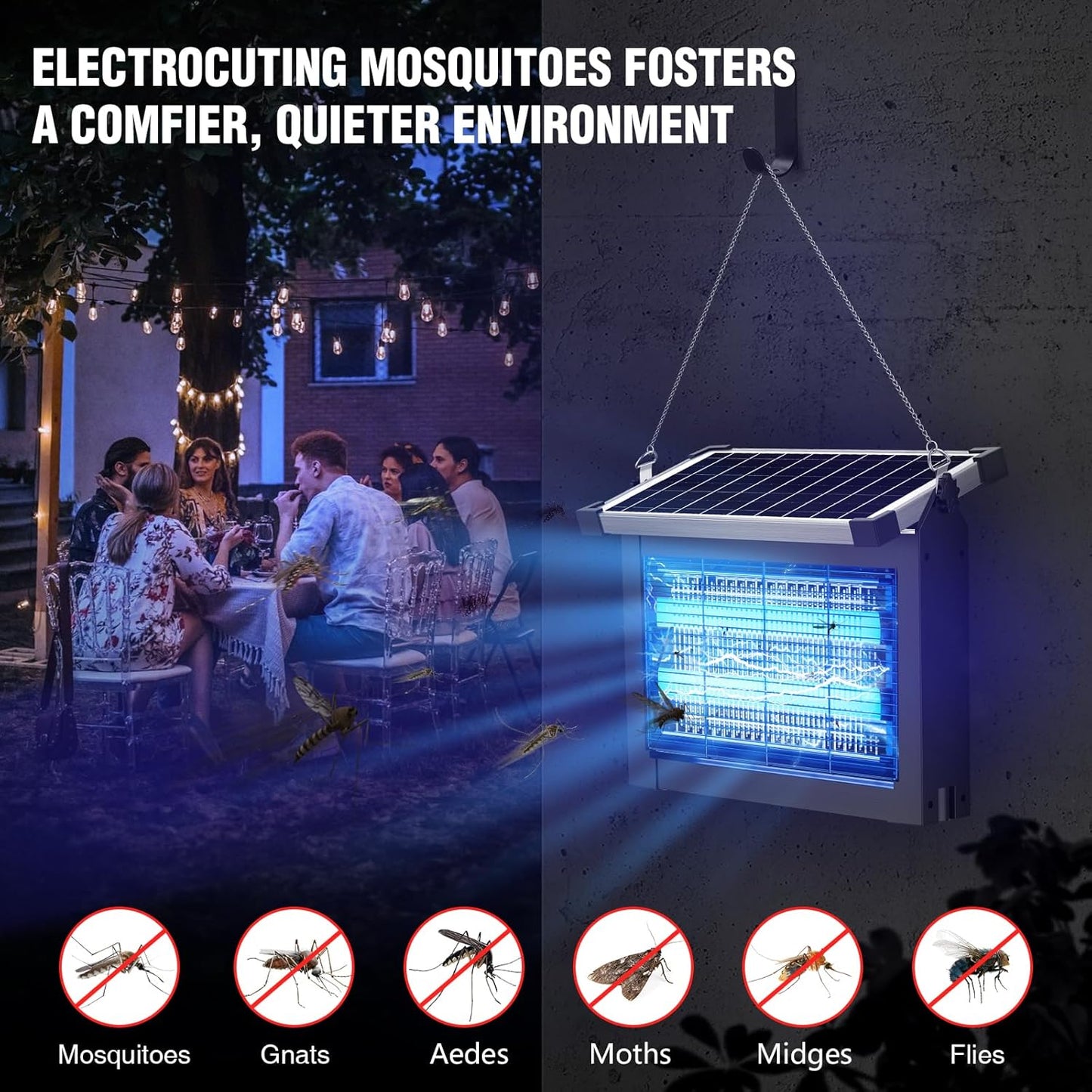 SunZap Pro — Solar-Powered Outdoor Mosquito & Bug Zapper
